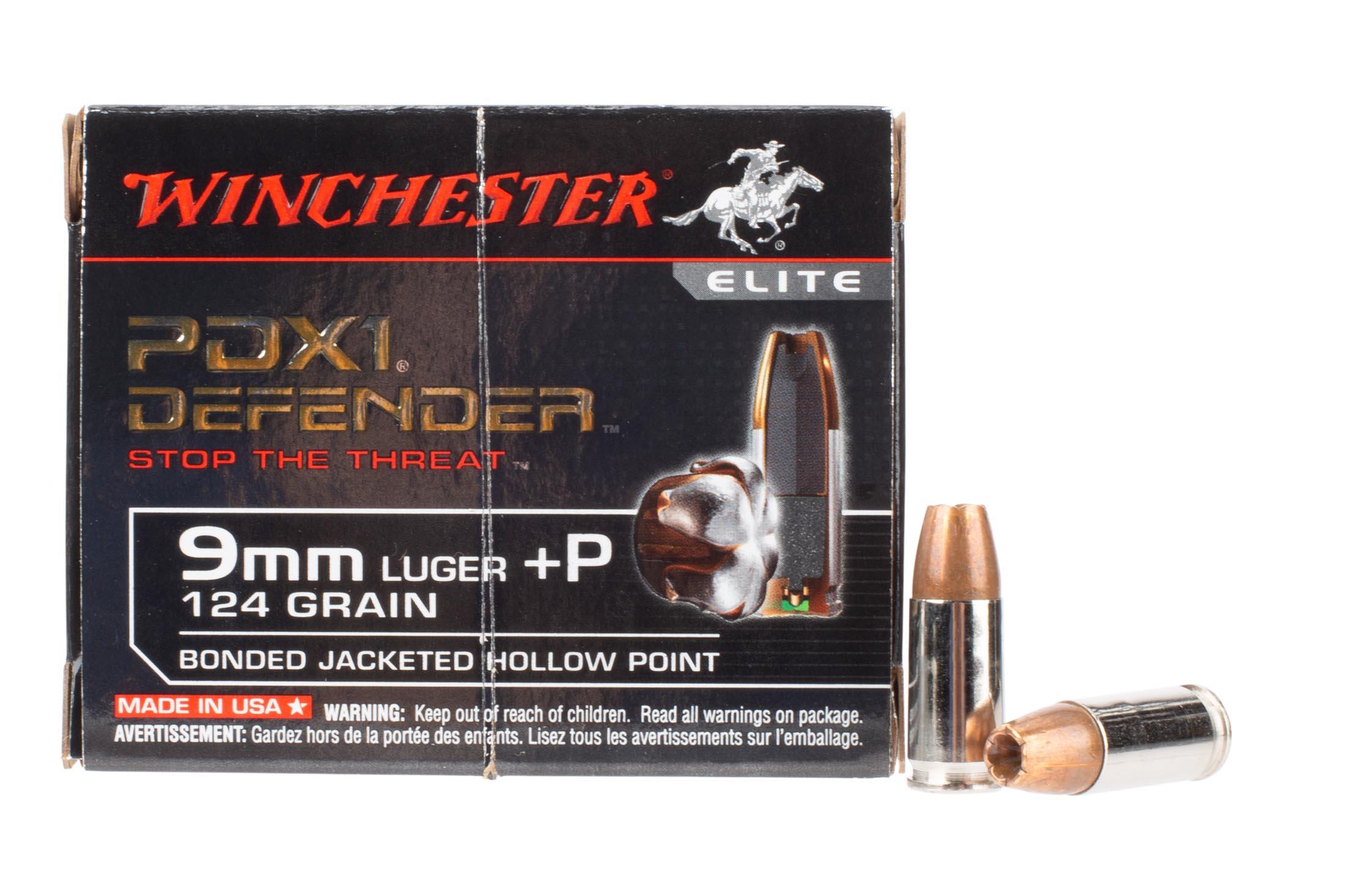 Winchester Defender 9mm 124gr Bonded Jacketed Hollow Point Ammo Box
